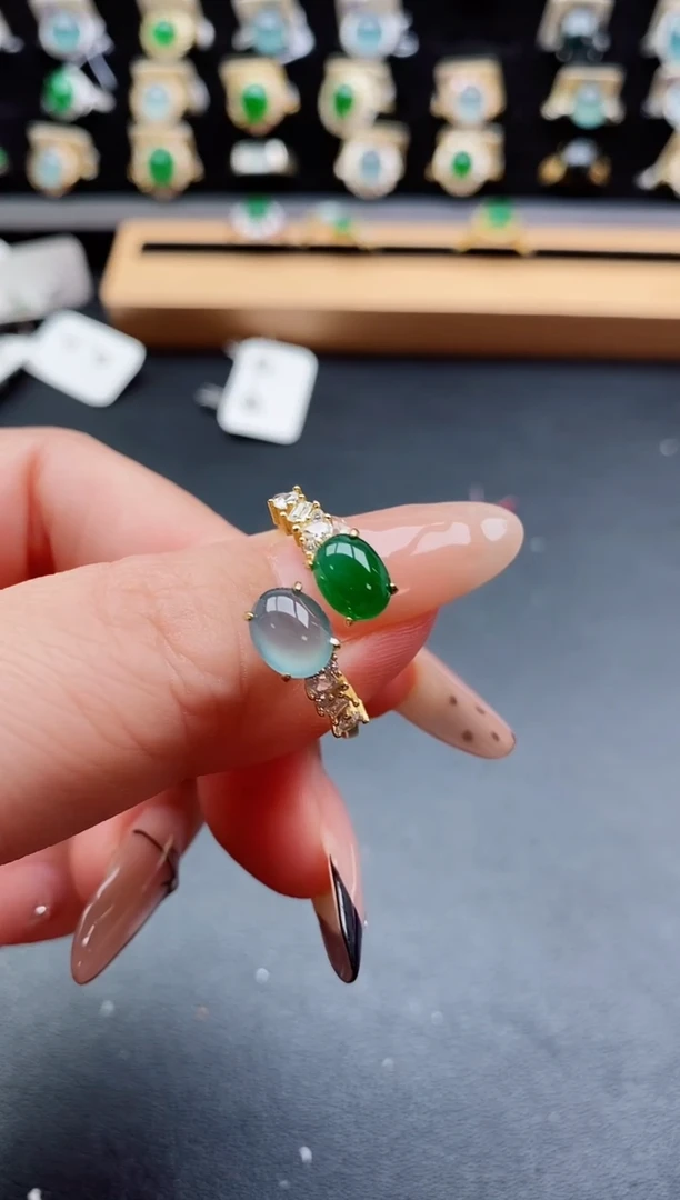 银S925镶嵌戒指翡翠1