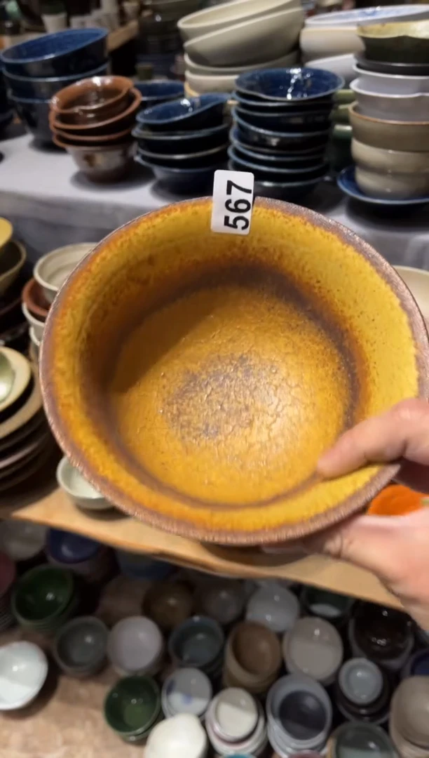 【闪购商品】瓷片567微瑕黄色反边面碗1个