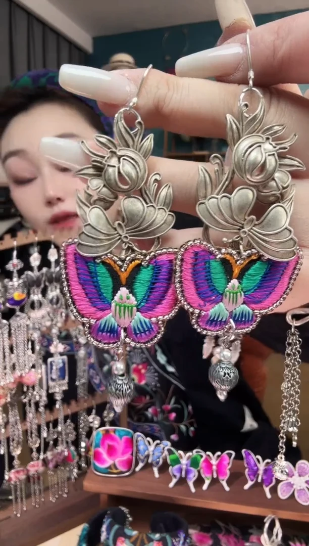 刺绣纯手工民族风刺绣耳环