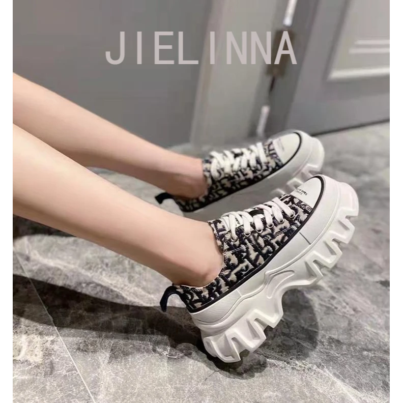 时尚潮流拼色松糕刺绣老爹鞋女2024秋季新款厚底运动休闲鞋