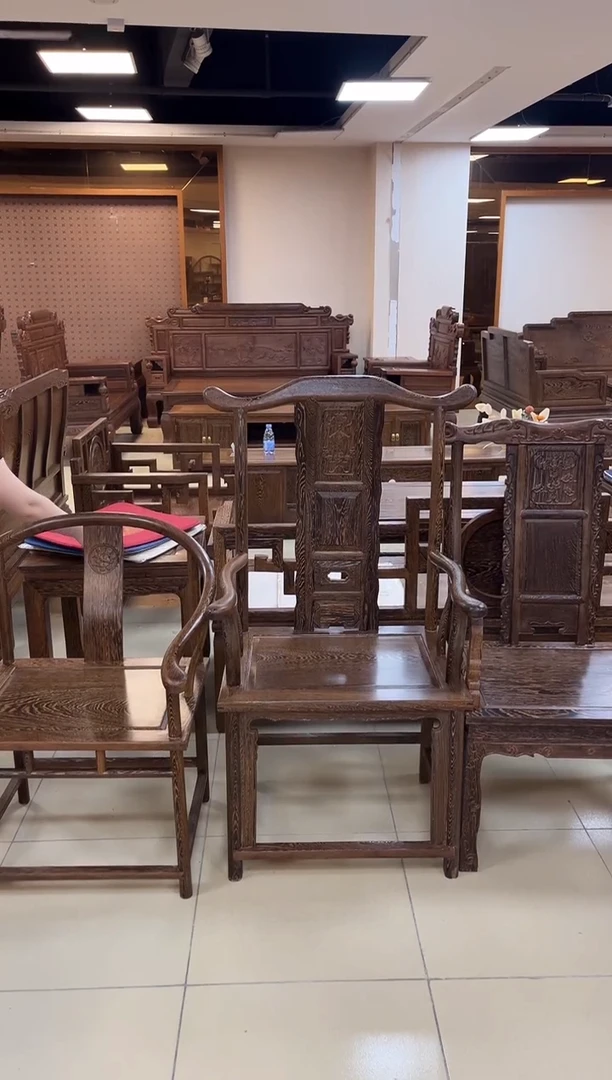 鸡翅木琴**叠大官帽+4文福椅