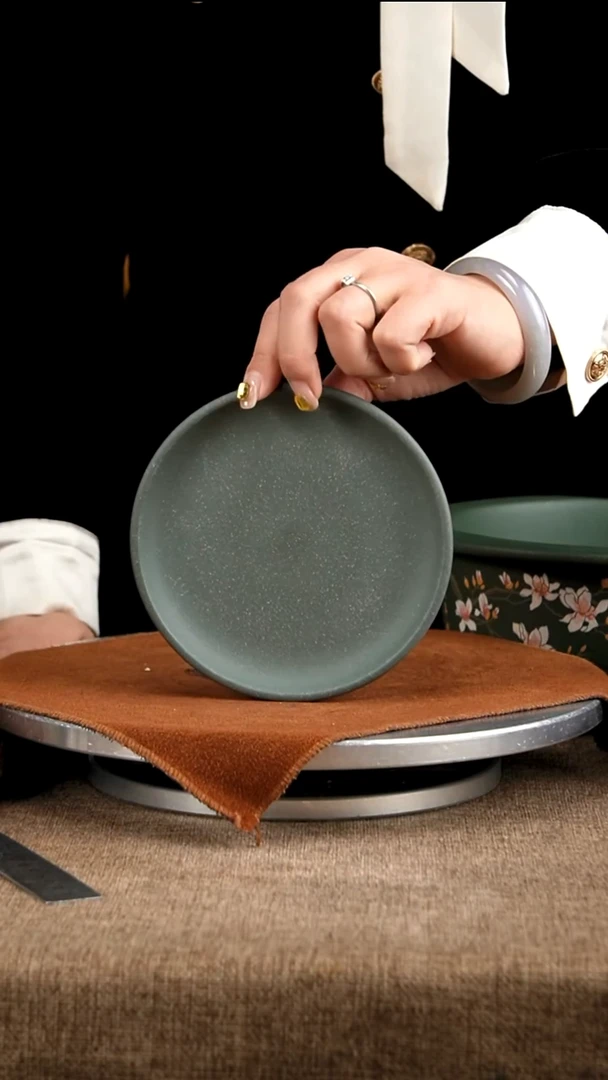 紫砂花盆6*6——15果绿紫砂托盘