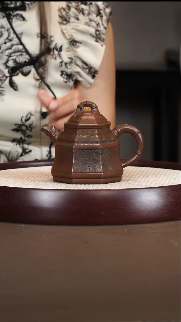 茶壶紫砂徐小阳/紫泥/八方竹鼎/300c