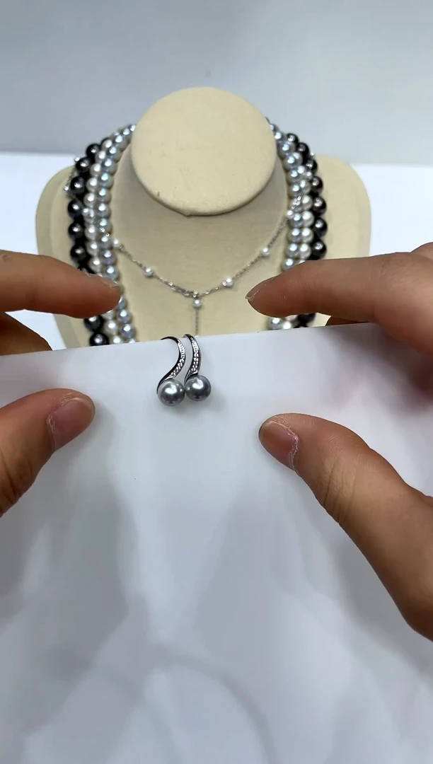 银S925镶嵌海水珍珠耳饰海水珍珠