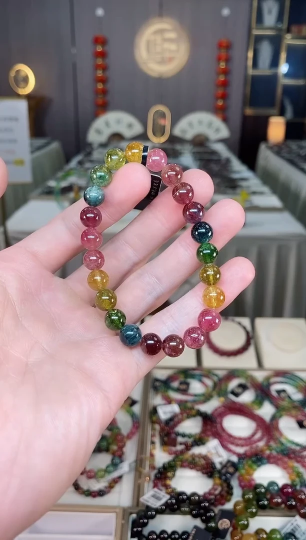 未镶嵌收藏级老矿碧玺单圈手串8mm+碧玺xion多样性发一条
