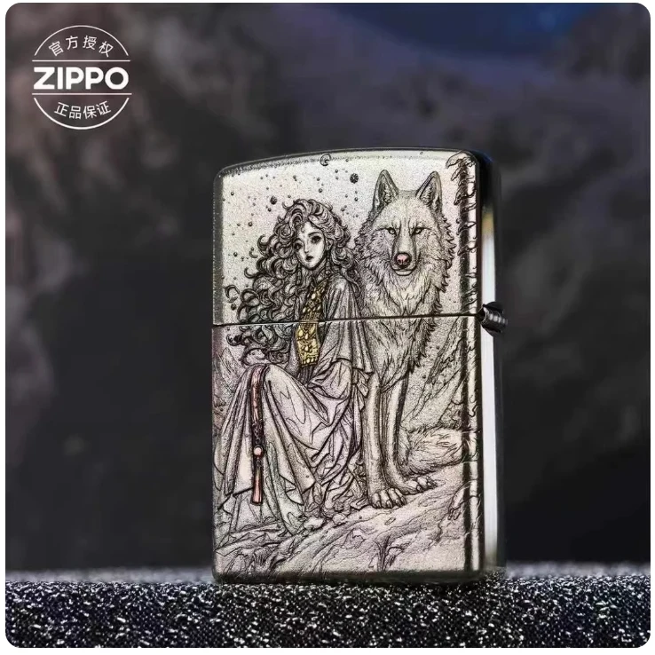 ZIPPO防风火机两面狼女-白铜套壳（备用）
