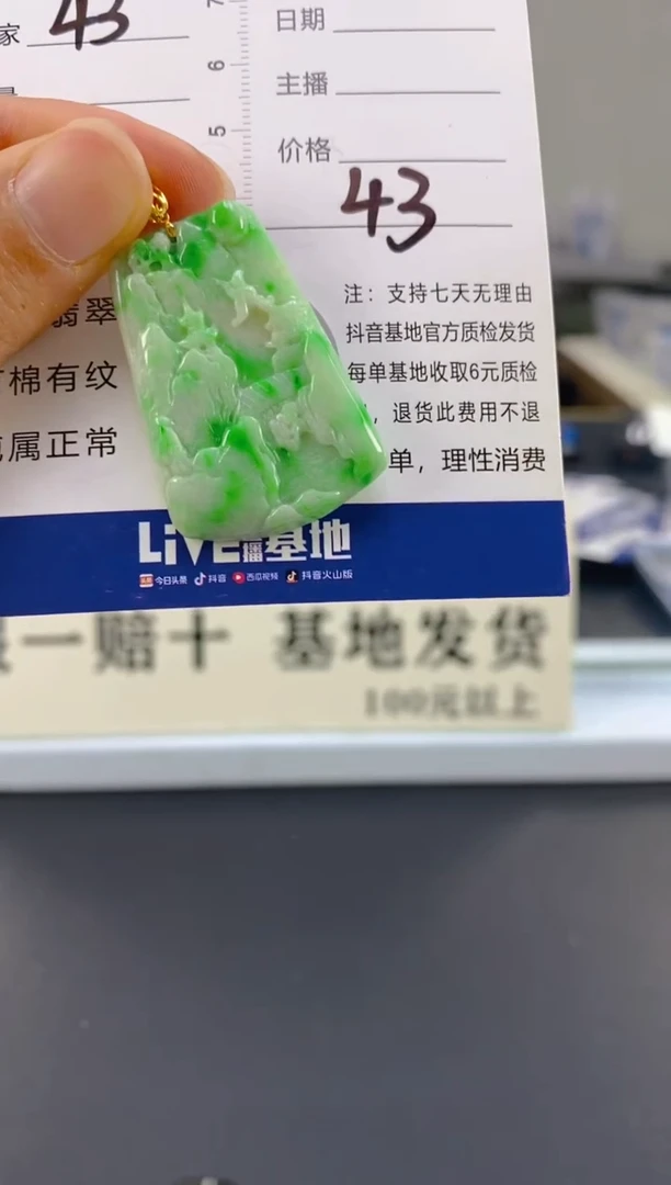 【闪购商品】翡翠颈饰18K金镶嵌天然A货翡翠