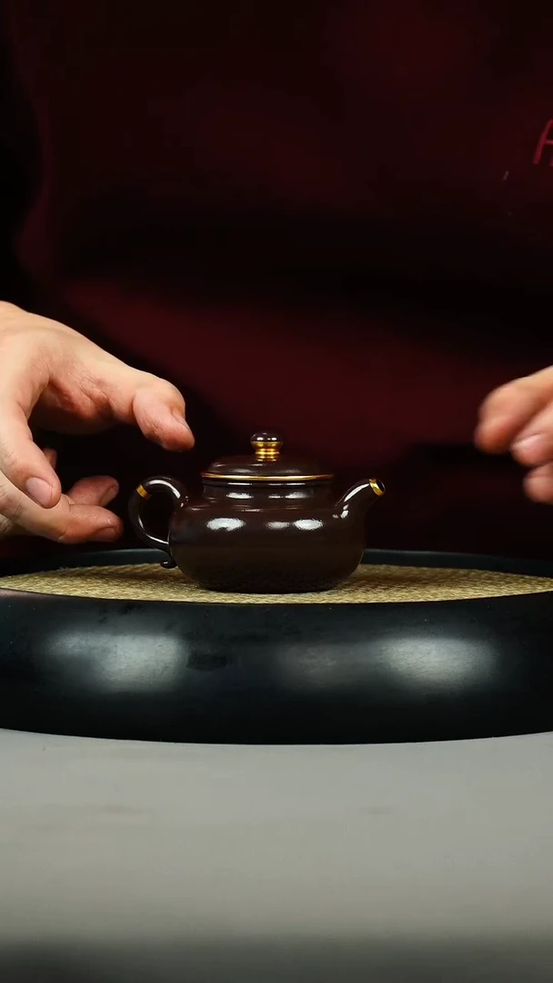 茶壶紫砂茄皮紫 包金 仿古