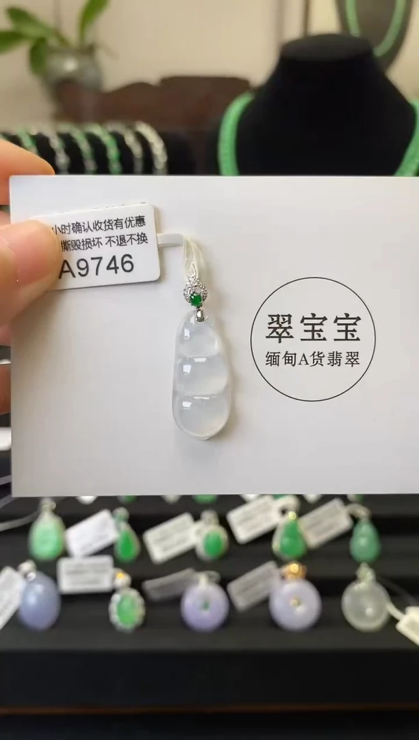 颈饰18K金镶嵌翡翠A9746 福豆 含运营费