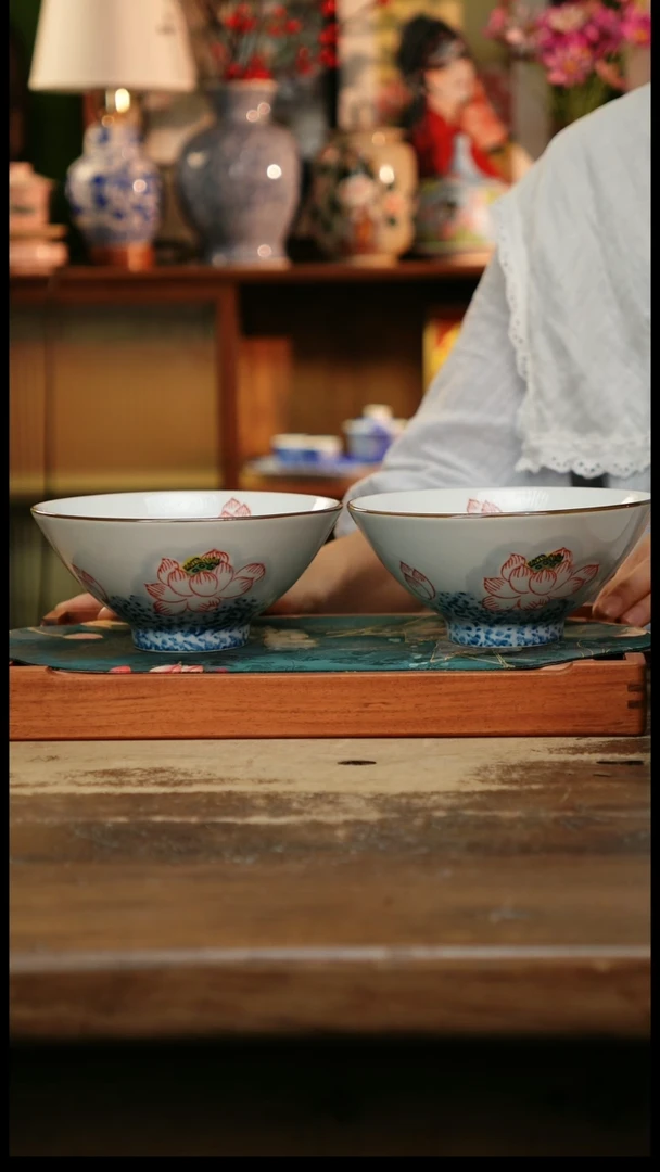 瓷片景德镇纯手工釉下彩精品茶具水杯