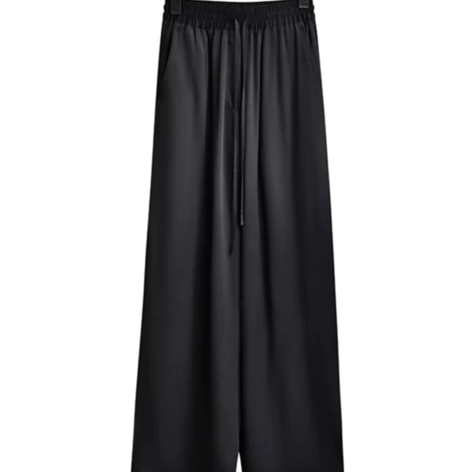 2025夏季高级感气质感显瘦复古垂感休闲设计款中腰宽松阔腿西裤