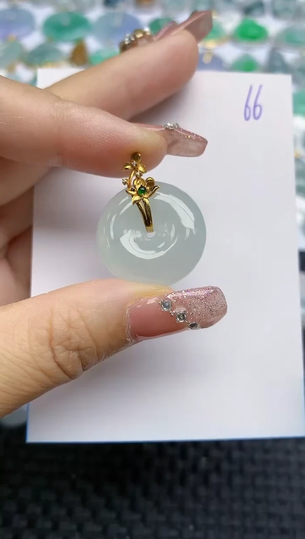 【闪购商品】翡翠颈饰18K金镶嵌天然A货翡翠 66