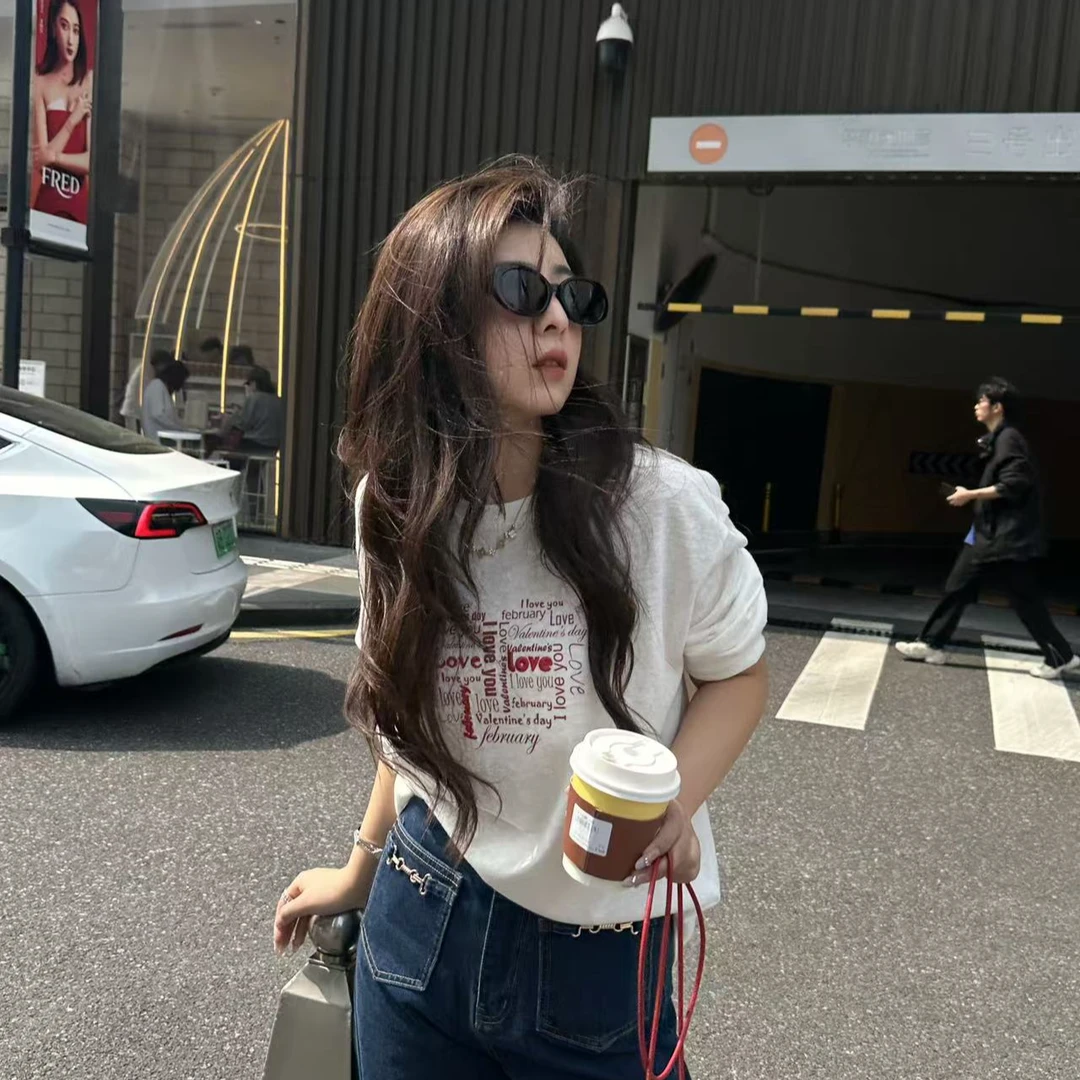 CHER IMOR【月下白茶】简约刺绣Love长袖T恤 11424 Hi Fortune