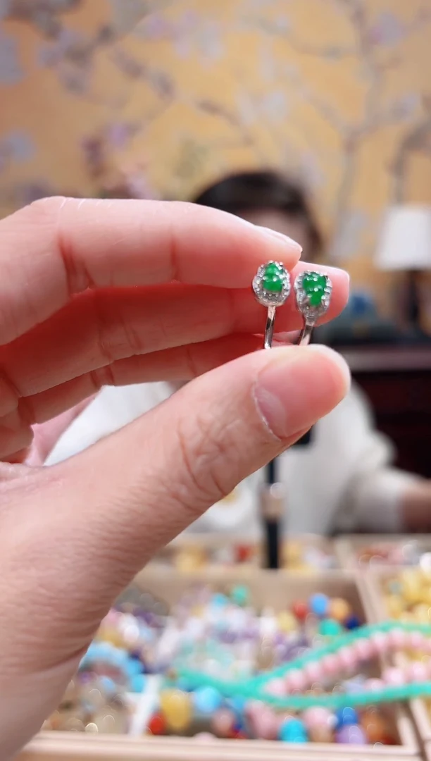 银S925镶嵌戒指翡翠翡翠戒指