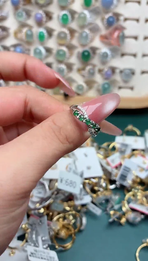 银S925镶嵌戒指翡翠.