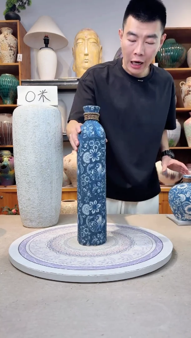 瓶陶瓷花瓶  福利 青花麻绳大号  不装水