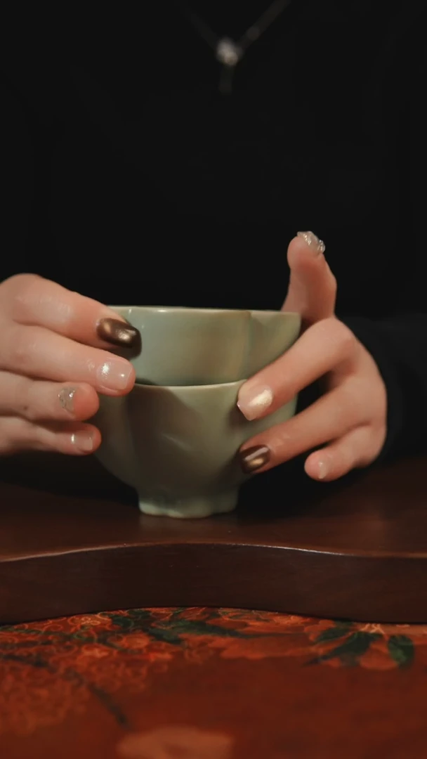 杯子瓷内花杯 汝州原产地原矿仿古老釉q