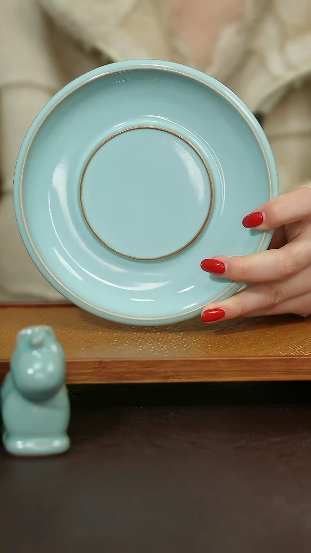 摆件瓷原矿原釉汝宋汝瓷 壶承