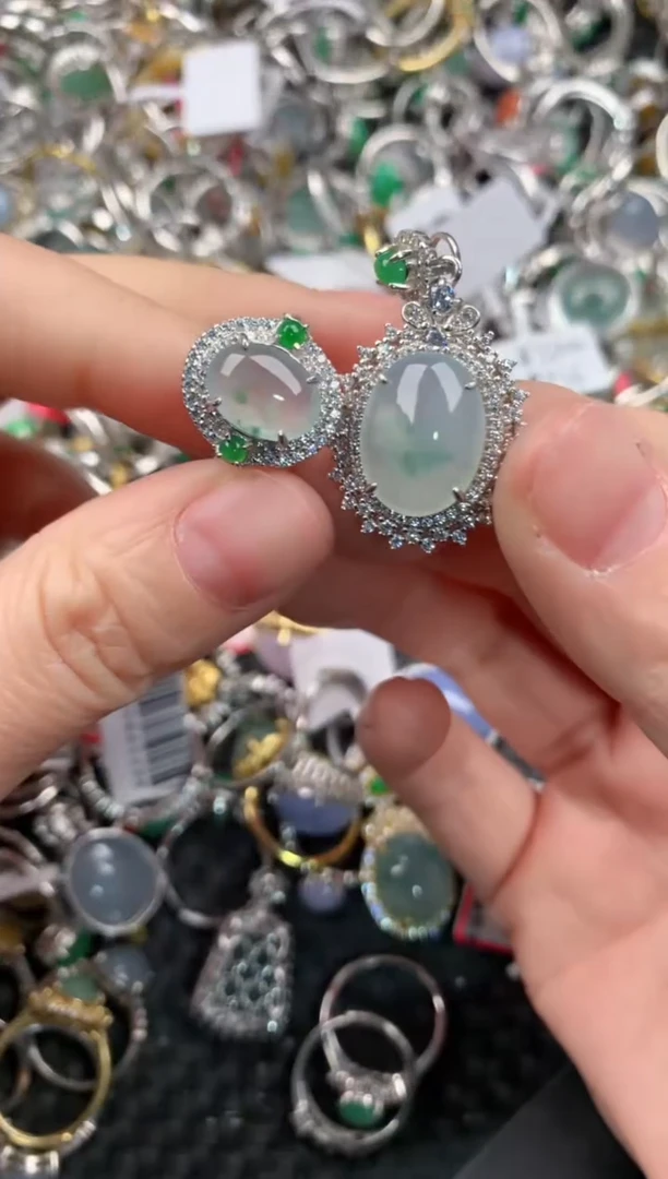 银S925镶嵌戒指翡翠12   2