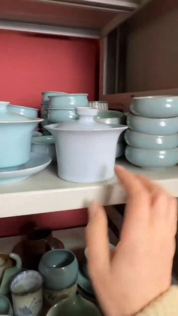 【闪购商品】杯28汝瓷纯手工马蹄两才盖碗（月白）