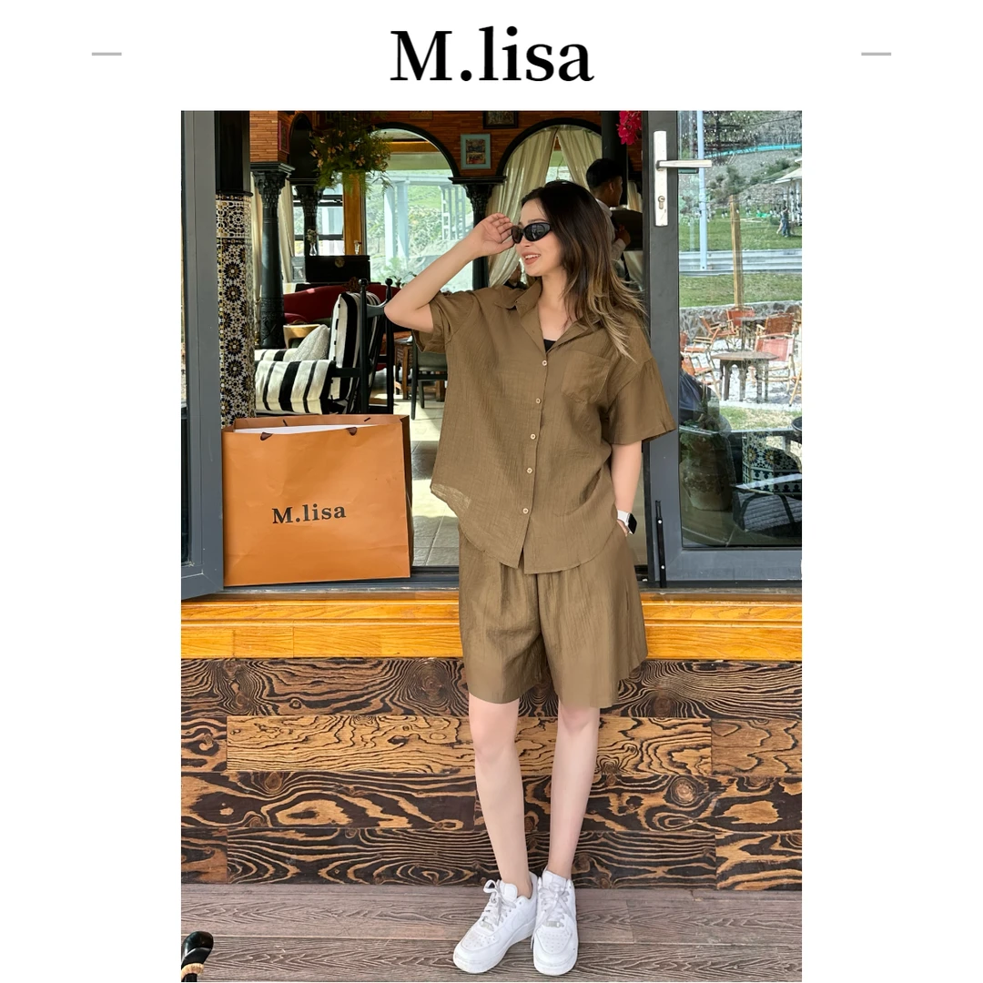 M.lisa休闲风套装显瘦气质高腰时尚情侣夏季小众宽松设计感