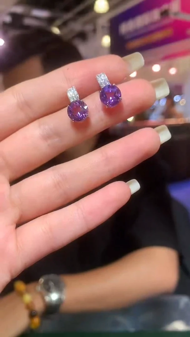 银S925镶嵌耳饰紫晶【宝石世家严选】