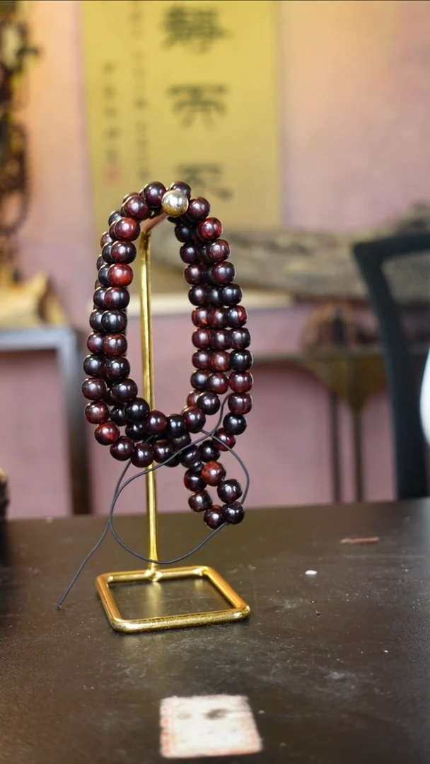 木本降真香海南海南红降0.8*0.9高货黑金老型珠长串56克