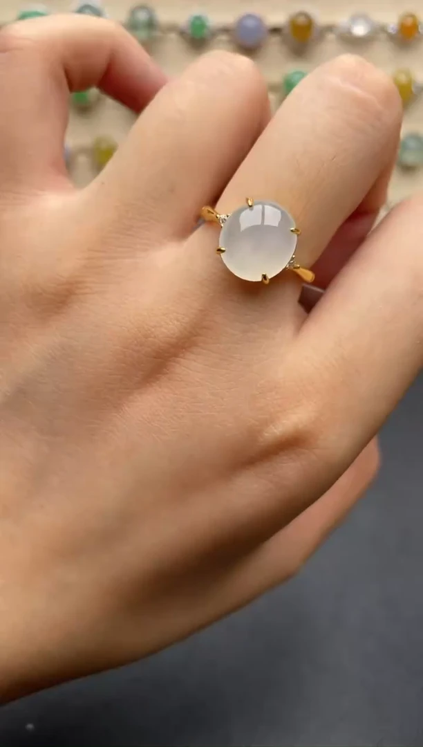 银S925镶嵌戒指翡翠一物一证一礼盒