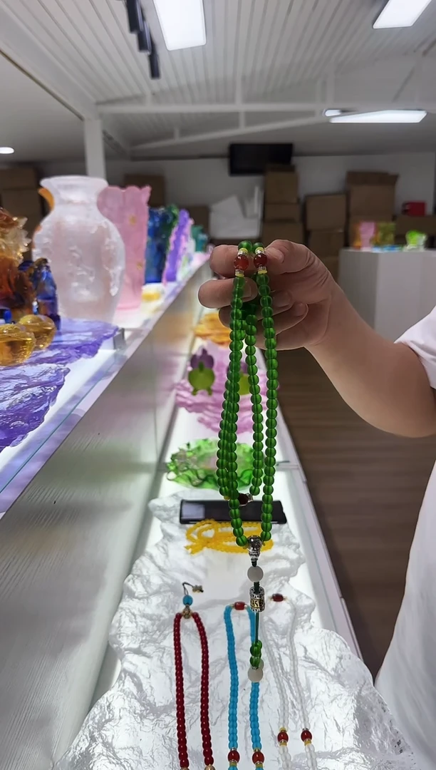 手工艺品琉璃古法琉璃108颗珠绿色