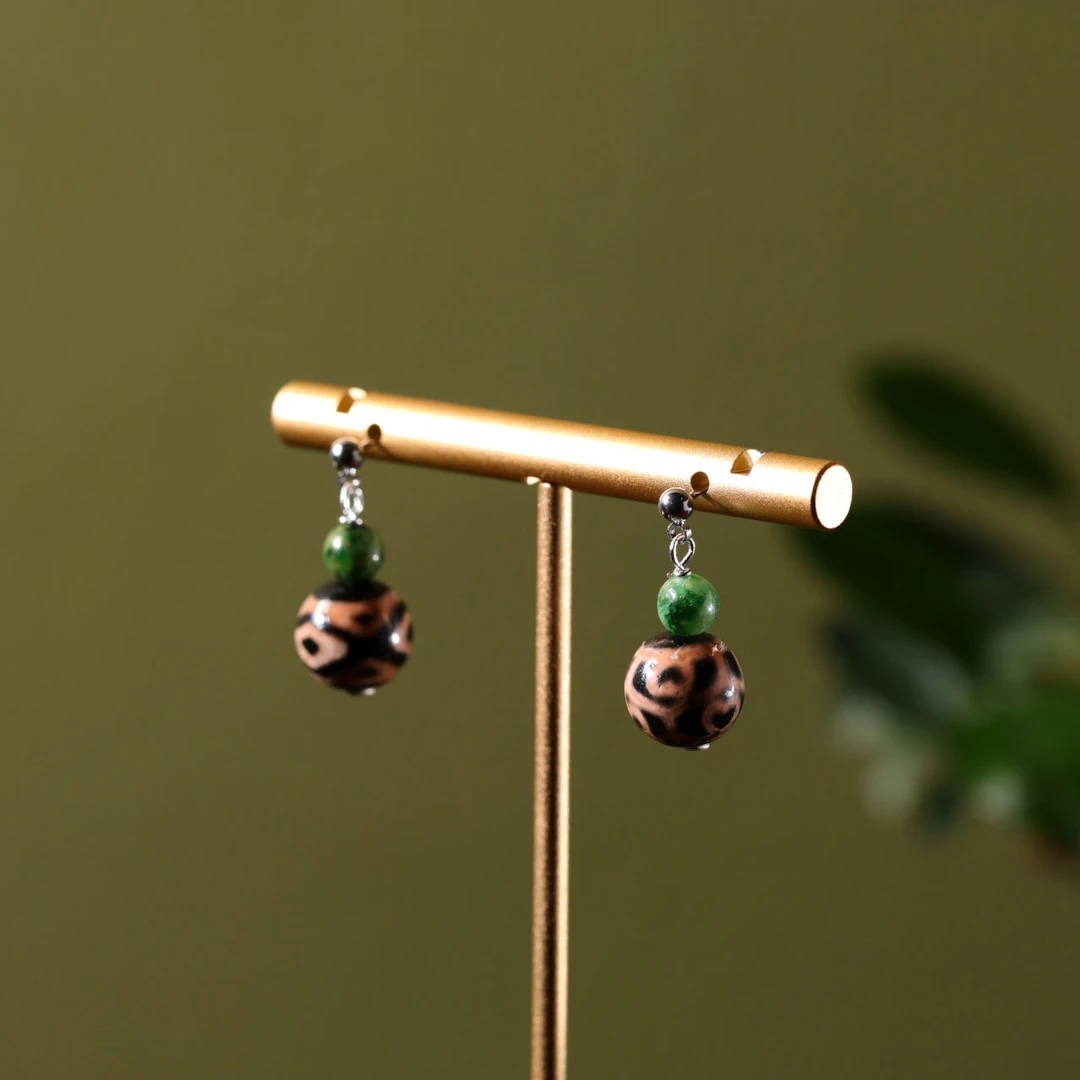 非金属木质耳饰 【意婵】《常念》925银老珠珠时尚耳饰-911916