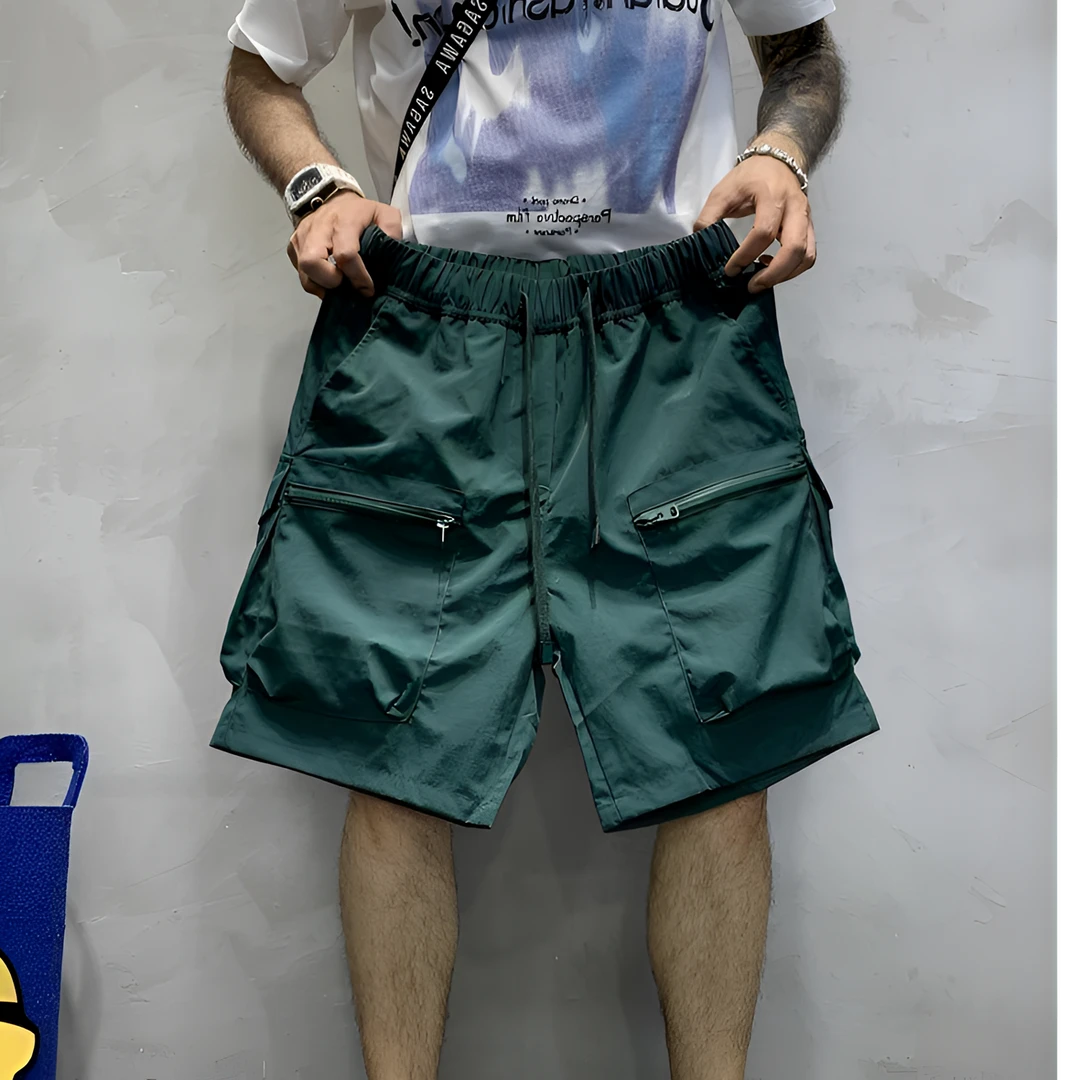 夏季轻薄型男韩式速干休闲短裤潮流工装宽松直筒锦纶质薄款青年