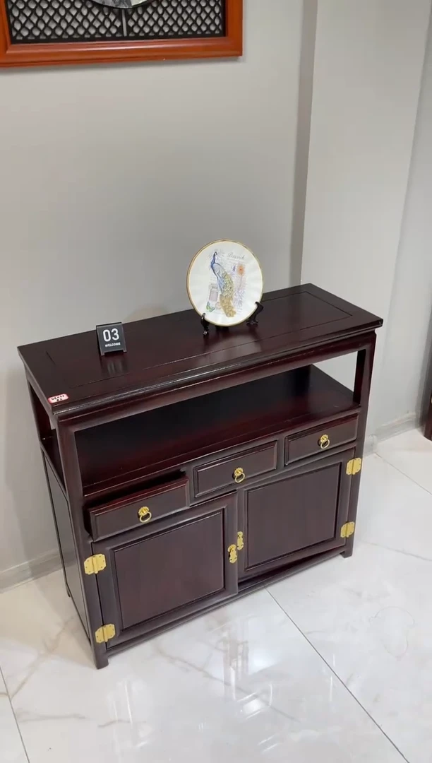 黑酸枝木类成套家具玄关柜