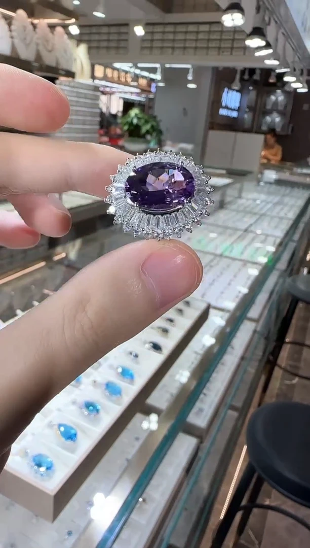 银S925镶嵌戒指紫晶帝王紫