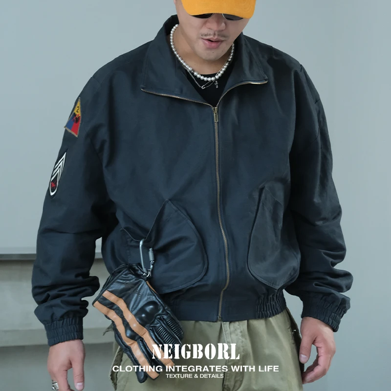 【小霸王】NEIGBORL钊叔制美式潮流立领水洗立体粗针毛巾绣百搭夹克