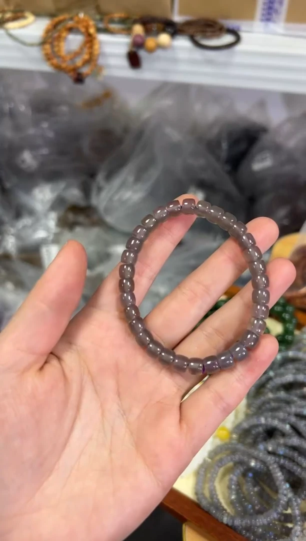 【闪购商品】玛瑙/玉髓手链未镶嵌冰烟紫玛瑙直切手链[3672]