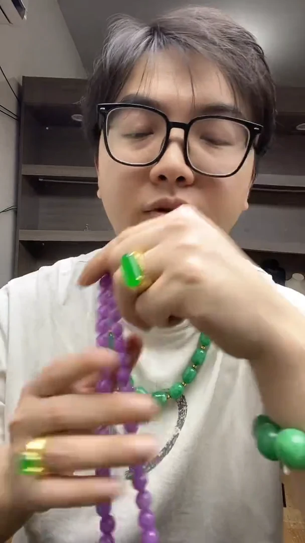 翡翠未镶嵌毛衣链【浠家定制】缅料高端紫罗兰10mm毛衣链