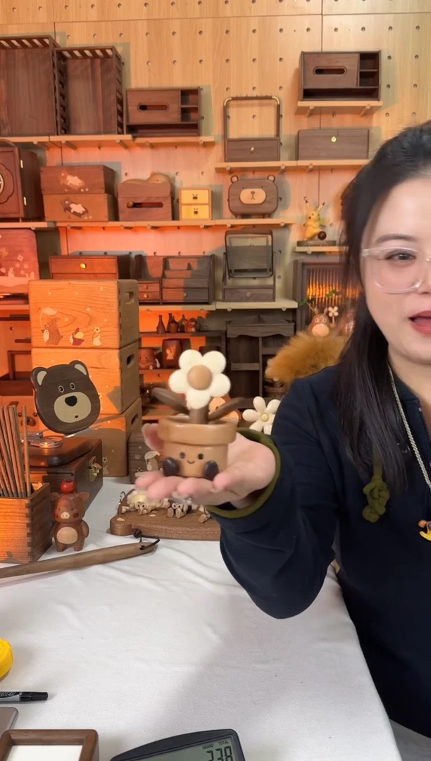 木实木有钱花小号摆件