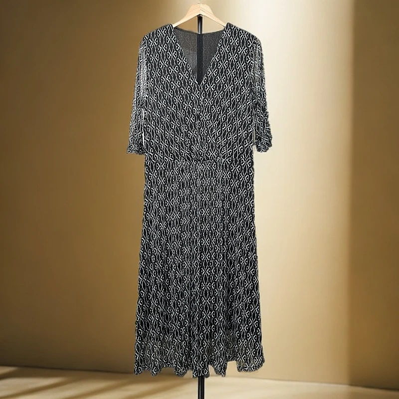 25款针织桑蚕丝v领五分袖连衣裙114008