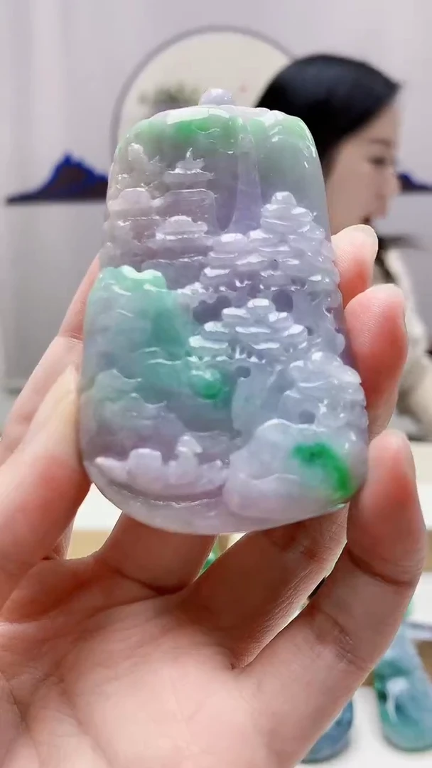 未镶嵌定制翡翠4852zm-毛货挂件山水30