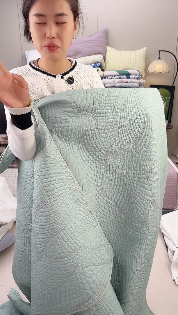 棉纯棉薄荷绿芭蕉叶220*240