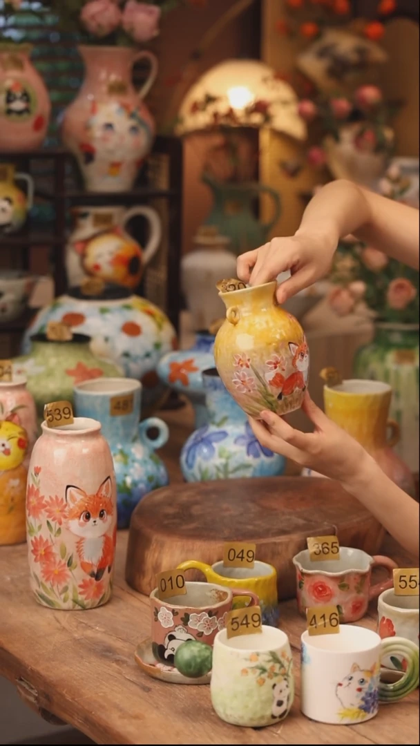 陶瓷320景德镇设计师手作花器摆件侘寂风