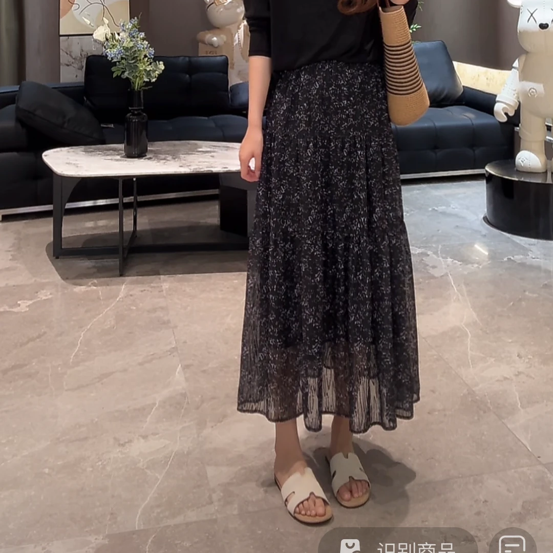 宿慕SUMU 女装高腰印花半身裙 5-13夏季2025新款时尚中长裙006
