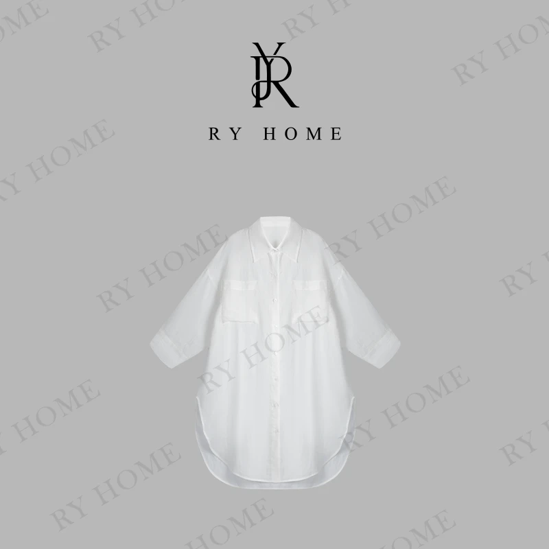【容雨RYHOME】100%苎麻＋双口袋宽松翻领衬衫251C1395