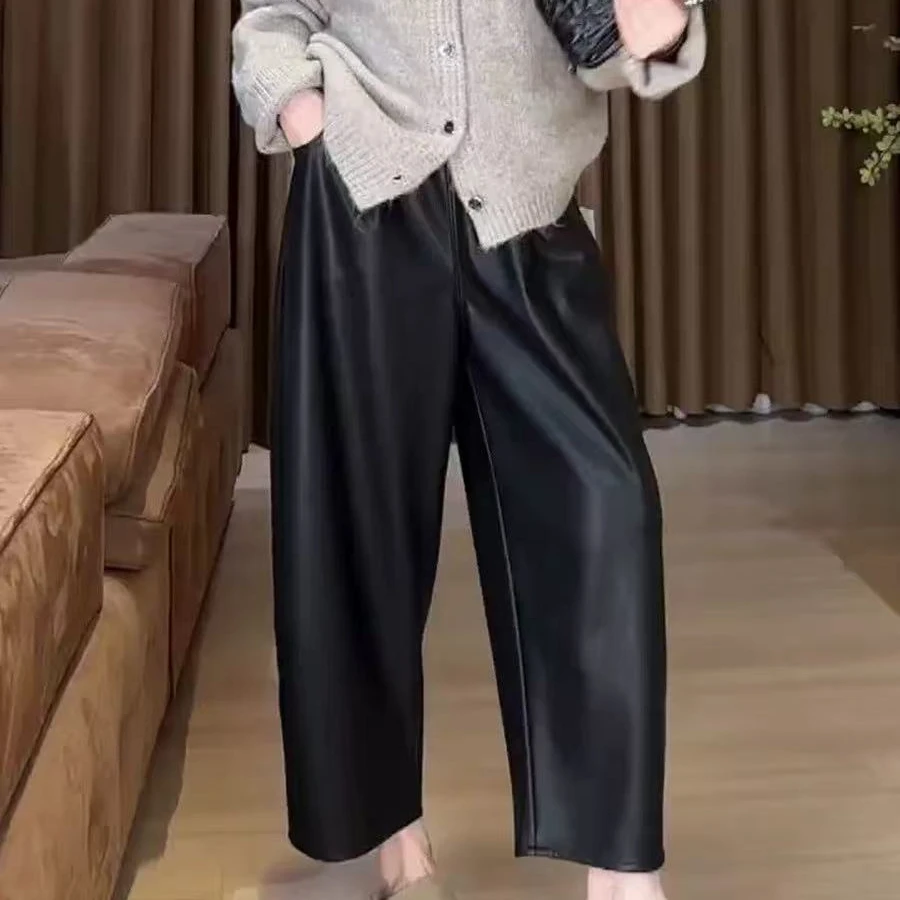 2025休闲外穿百搭阔腿裤无弹力磨毛时尚网红气质秋冬休闲裤