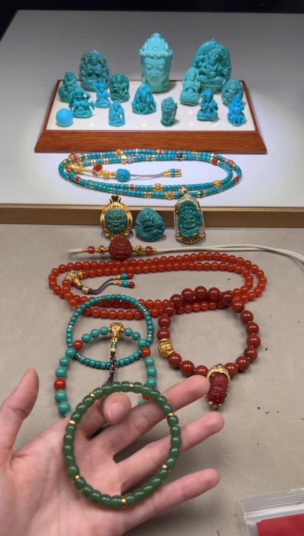【闪购商品】和田玉（碧玉）手串手串18K金镶嵌手串手串