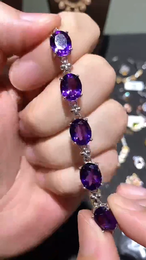 银S925镶嵌手链紫晶手链