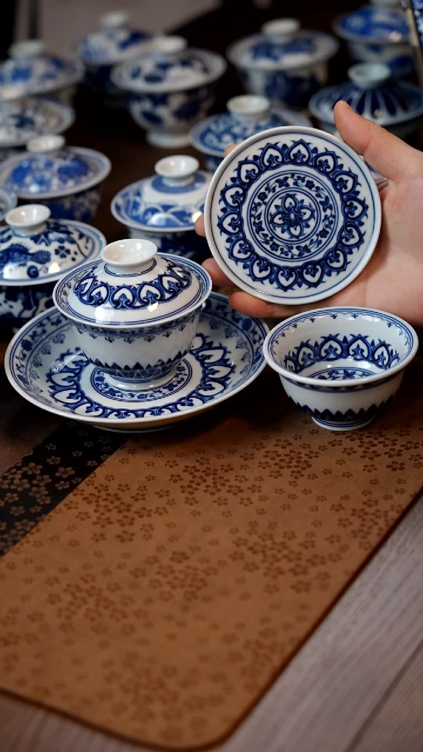 大宝相盖碗4件套压手