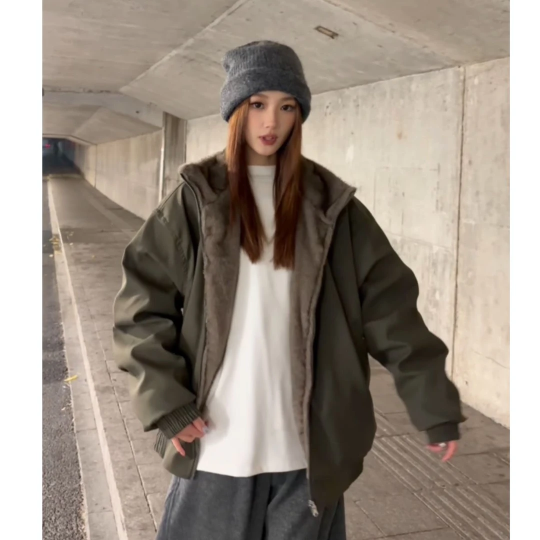 冬季水洗秋季连帽保暖菱形格夹克户外立领冲锋衣防风双面穿男女