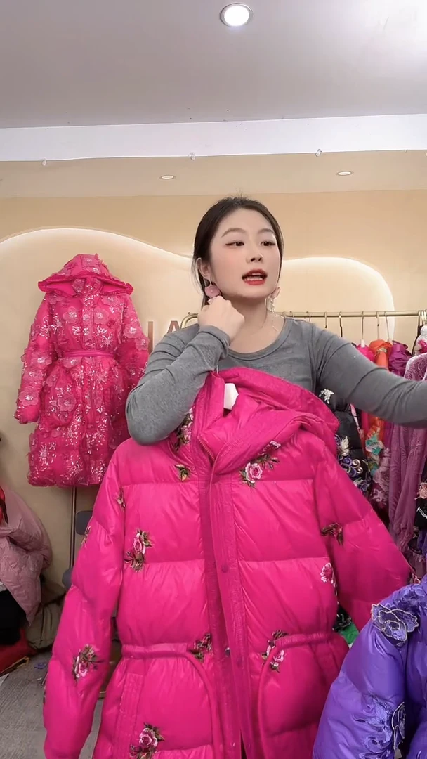 套头款牡丹花玫红色小码XL