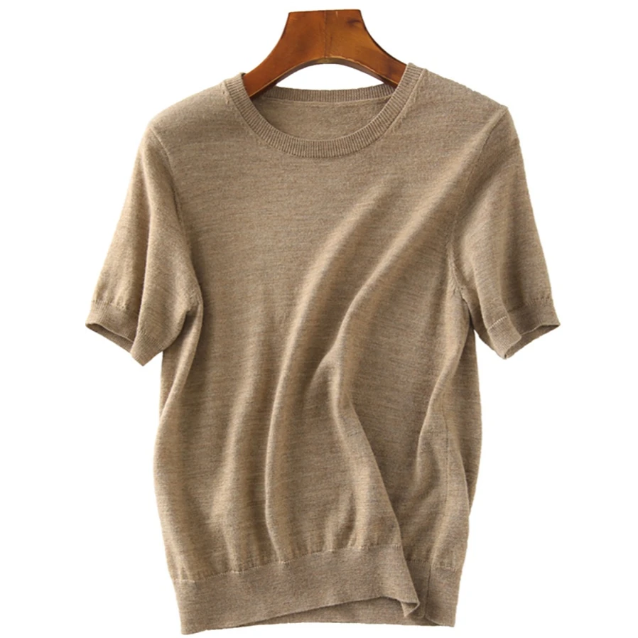 【格一专属】扬子纱羊毛衫圆领短袖上衣打底针织衫女S41484ZYAG